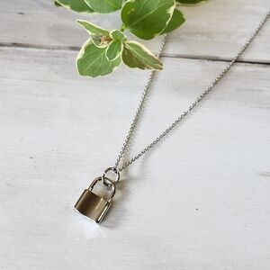 Adjustable Silver Padlock Pendant Necklace